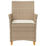 Garden Chairs With Cushions 2 Pcs Poly Rattan&Solid Wood
