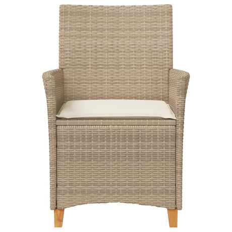 Garden Chairs With Cushions 2 Pcs Poly Rattan&Solid Wood
