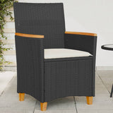 Garden Chairs With Cushions 2 Pcs Poly Rattan&Solid Wood