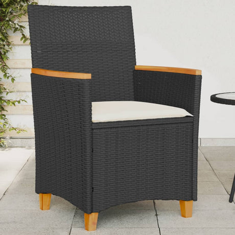 Garden Chairs With Cushions 2 Pcs Poly Rattan&Solid Wood
