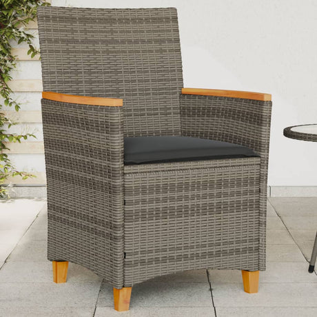 Garden Chairs With Cushions 2 Pcs Poly Rattan&Solid Wood