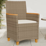 Garden Chairs With Cushions 2 Pcs Poly Rattan&Solid Wood