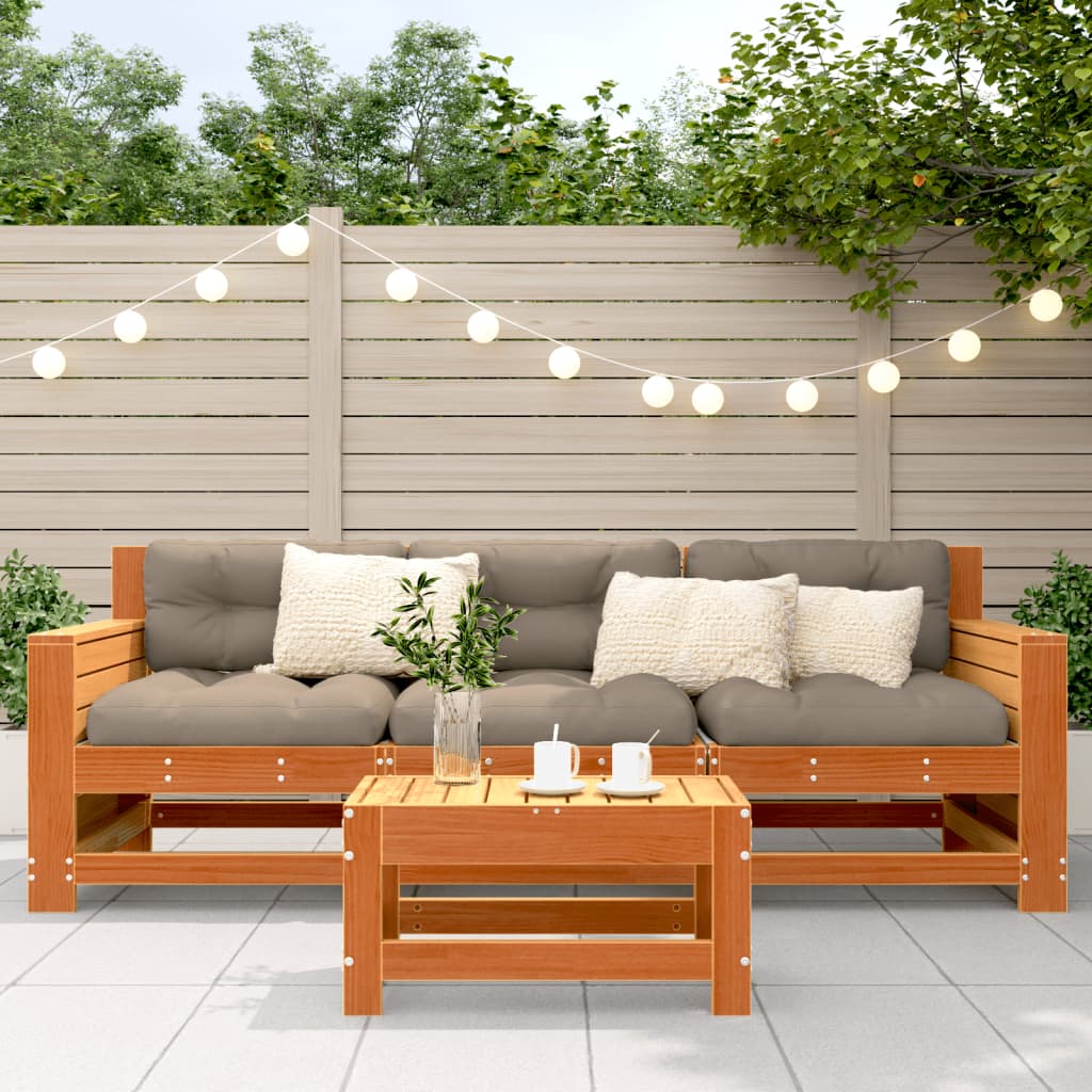 Garden Footstool Wax Brown 62x30x32 cm Solid Wood Pine