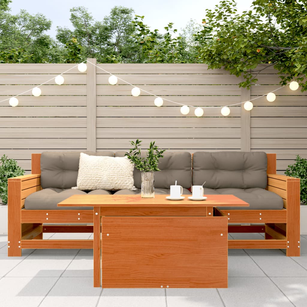 Garden Table Wax Brown 100x50x75 cm Solid Wood Pine
