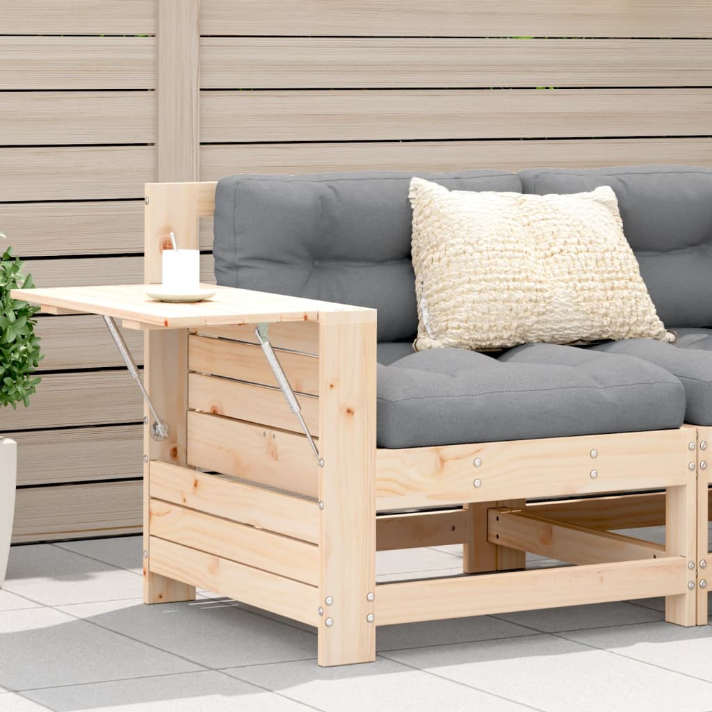 Garden Armrest Sofa With Cushion Wax Brown Solid Wood Pine