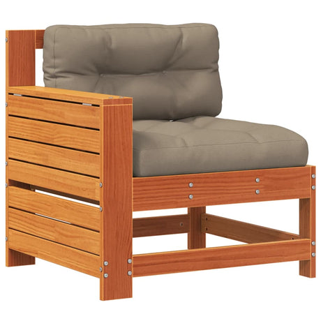 Garden Armrest Sofa With Cushion Wax Brown Solid Wood Pine