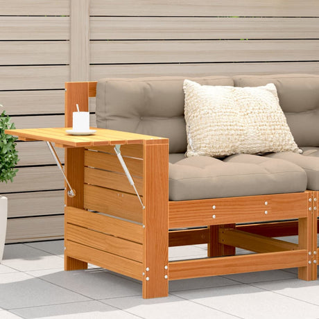 Garden Armrest Sofa With Cushion Wax Brown Solid Wood Pine