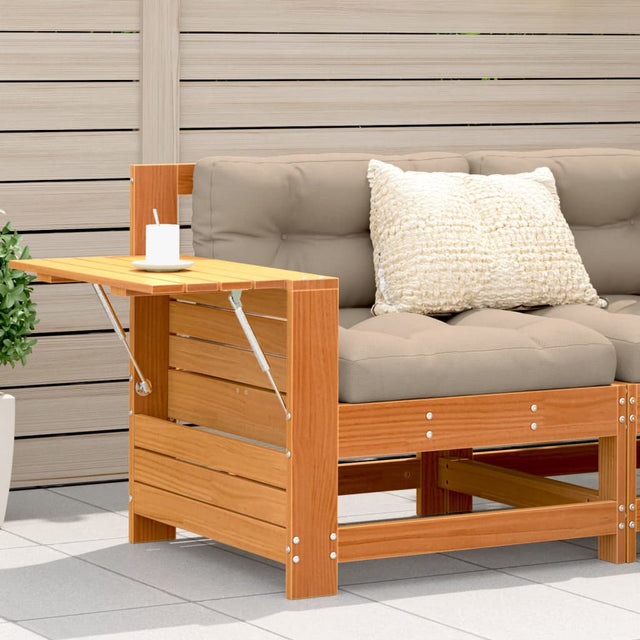 Garden Armrest Sofa With Cushion Wax Brown Solid Wood Pine