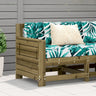 Garden Armrest Sofa With Cushion Wax Brown Solid Wood Pine