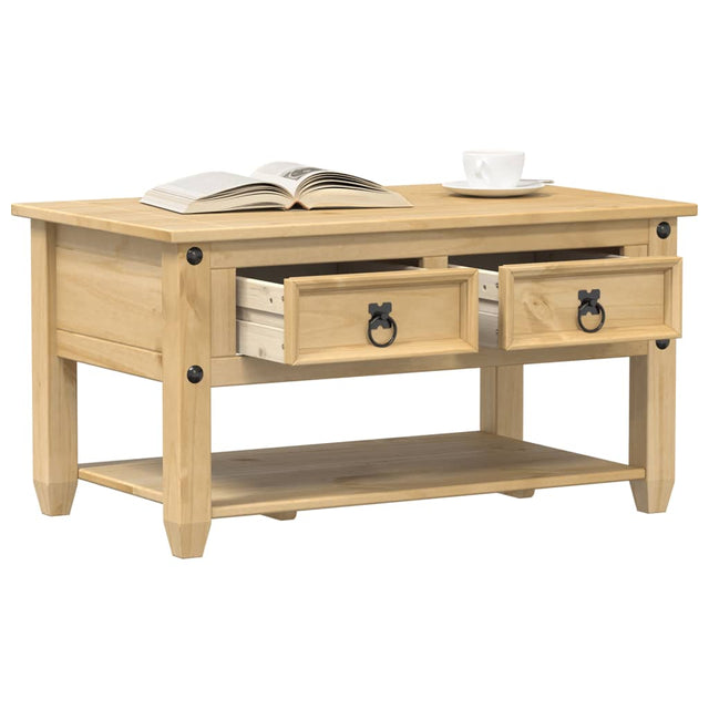 Coffee Table With Drawers Corona 85X50X45 Cm Solid Wood Pine