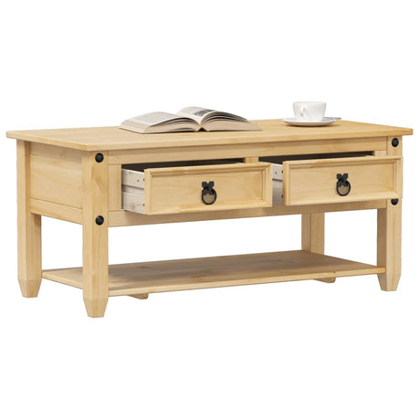 Coffee Table With Drawers Corona 100X48X45 Cm Solid Wood Pine