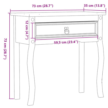Console Table Corona 73X35X73 Cm Solid Wood Pine