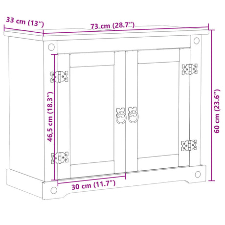 Bathroom Sink Cabinet Corona 73X33X60 Cm Solid Wood Pine