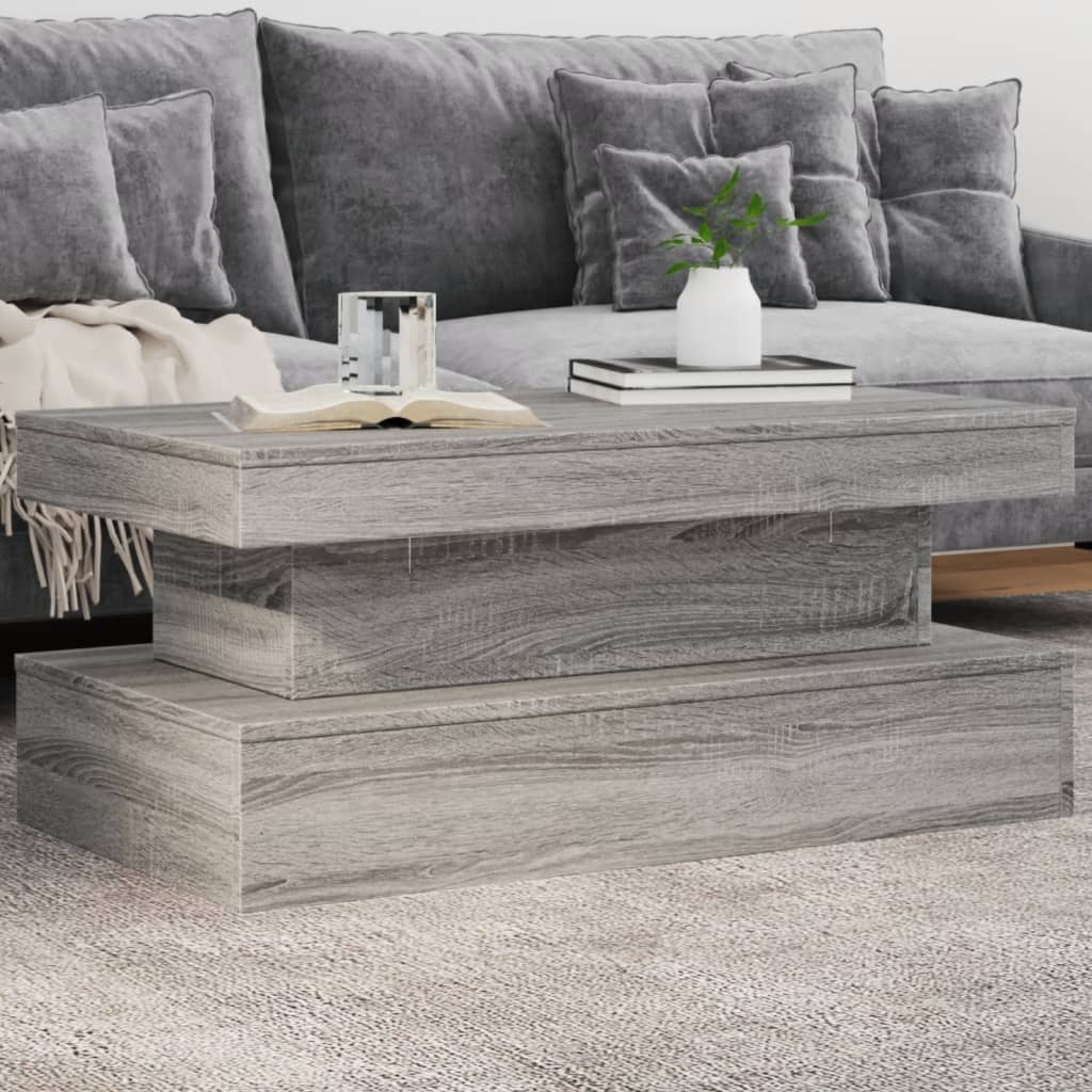 Coffee Table With Led Lights 90X50X40 Cm