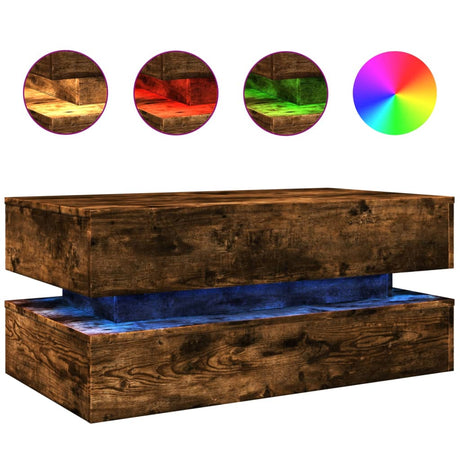 Coffee Table With Led Lights 90X50X40 Cm