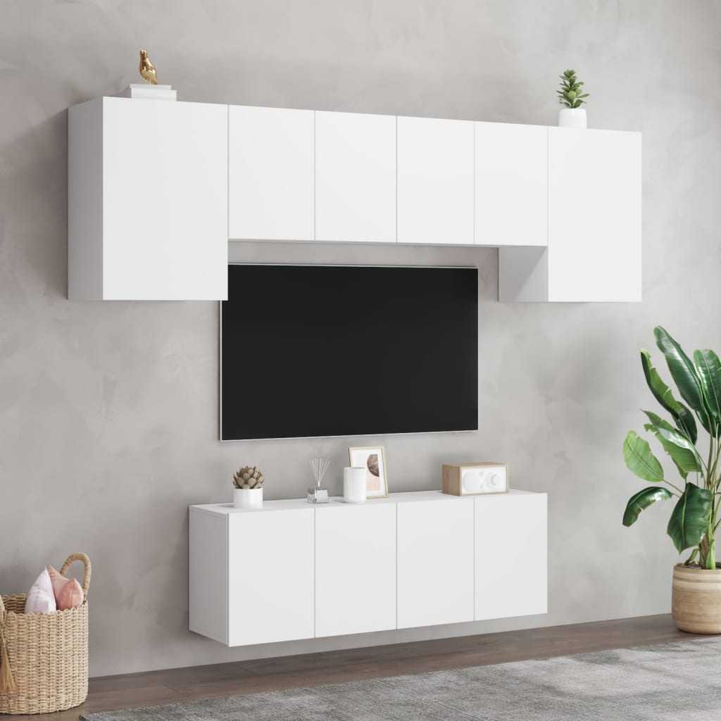 6 Piece Tv Wall Units Engineered Wood