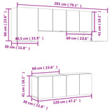6 Piece Tv Wall Units Engineered Wood