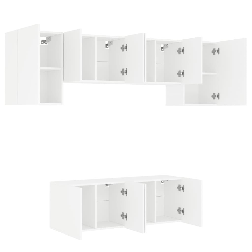 6 Piece Tv Wall Units Engineered Wood
