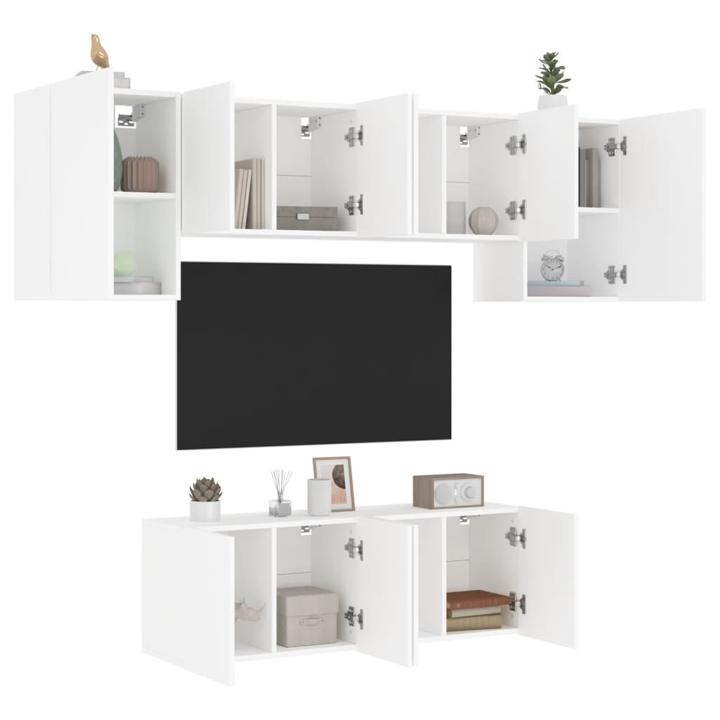 6 Piece Tv Wall Units Engineered Wood