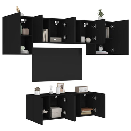 6 Piece Tv Wall Units Engineered Wood