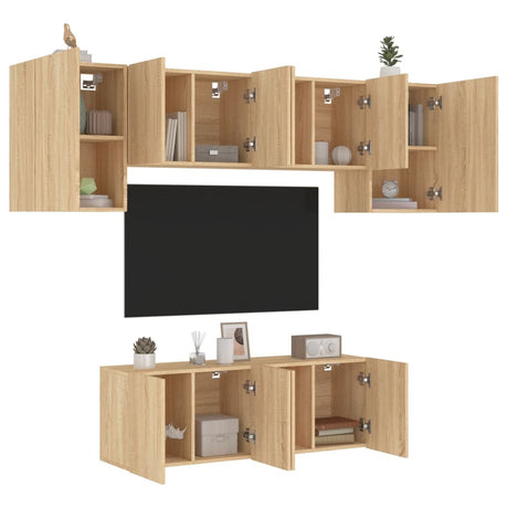 6 Piece Tv Wall Units Engineered Wood