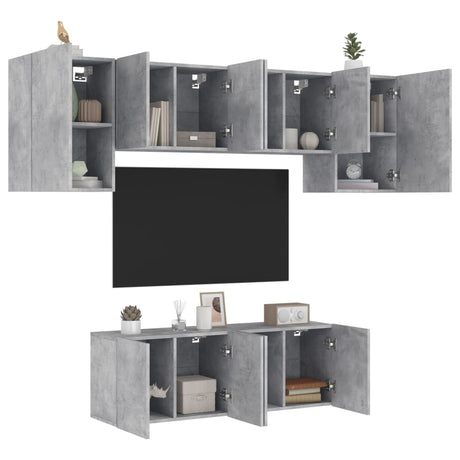 6 Piece Tv Wall Units Engineered Wood