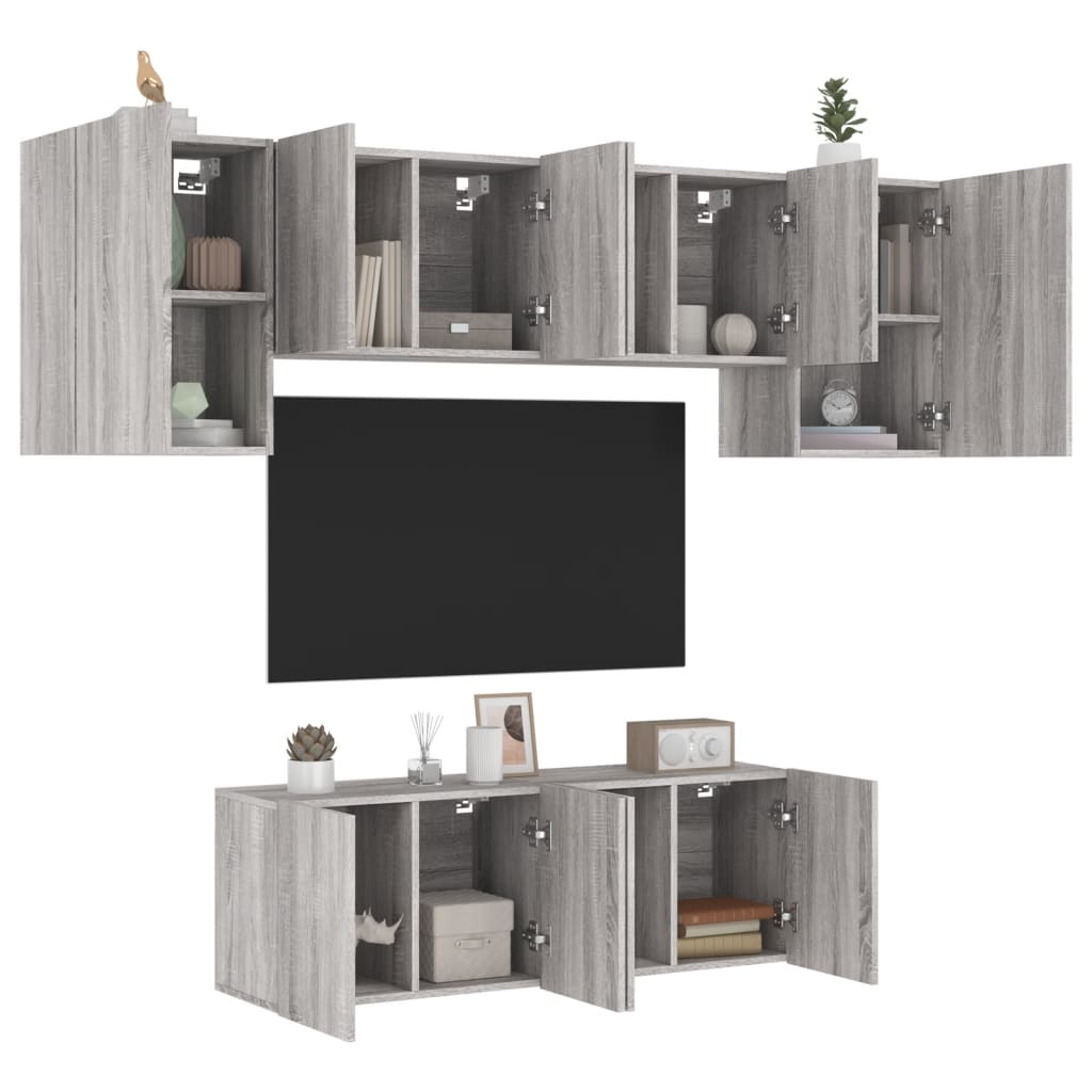 6 Piece Tv Wall Units Engineered Wood