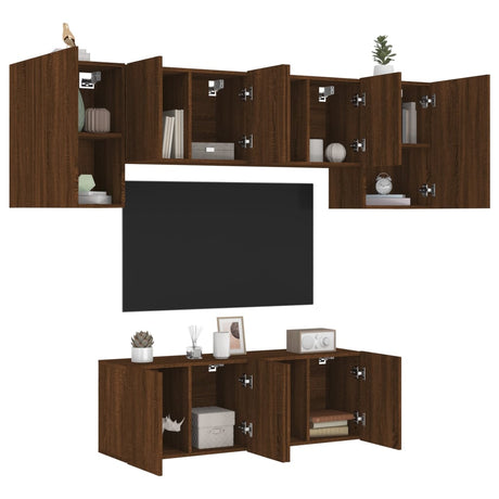 6 Piece Tv Wall Units Engineered Wood