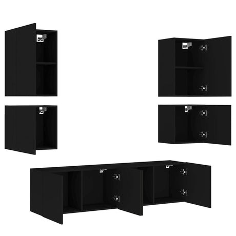 6 Piece Tv Wall Units Engineered Wood