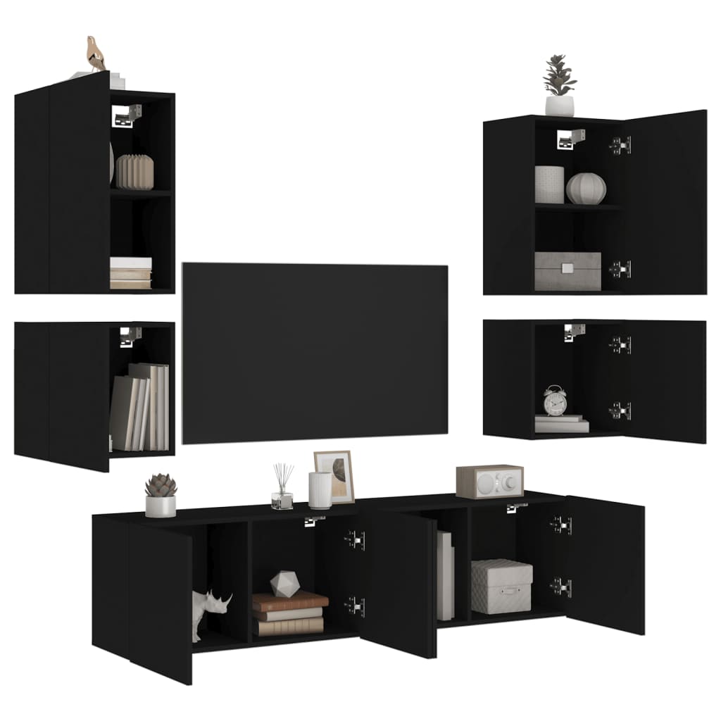 6 Piece Tv Wall Units Engineered Wood