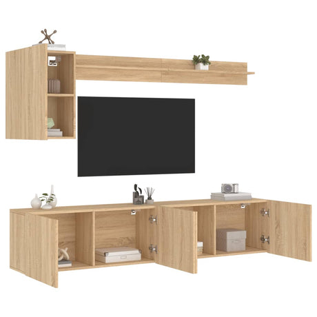5 Piece Tv Wall Units Engineered Wood