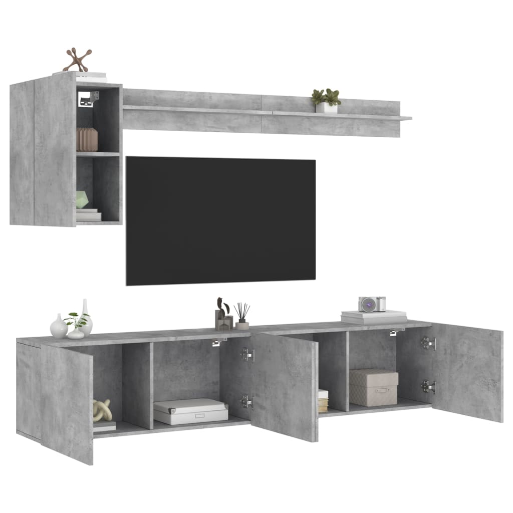 5 Piece Tv Wall Units Engineered Wood