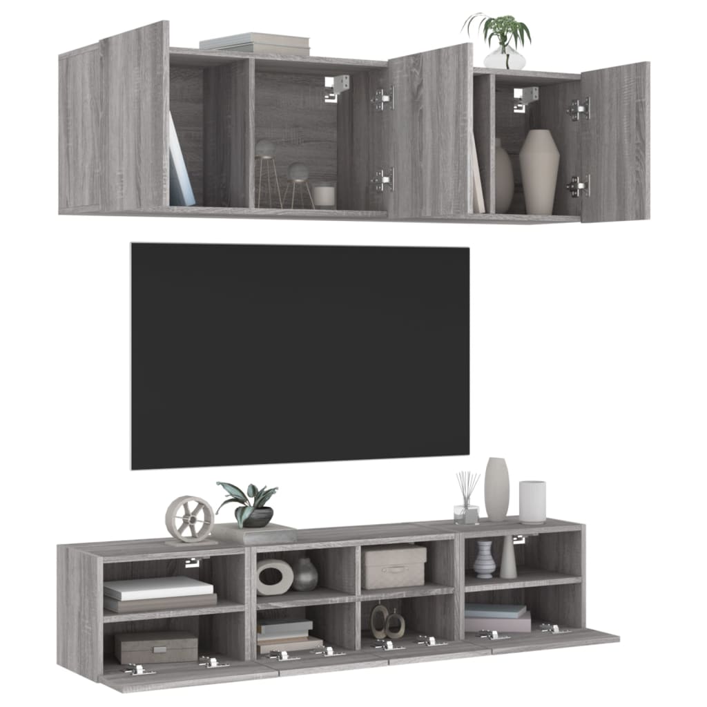 5 Piece Tv Wall Units Engineered Wood