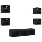 7 Piece Tv Wall Units With Led Engineered Wood