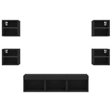7 Piece Tv Wall Units With Led Engineered Wood