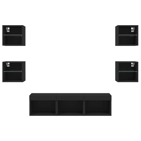 7 Piece Tv Wall Units With Led Engineered Wood