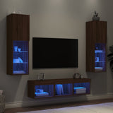 5 Piece Tv Wall Units With Led Engineered Wood