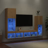 4 Piece Tv Wall Units With Led Engineered Wood