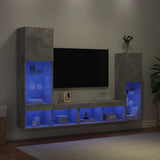 4 Piece Tv Wall Units With Led Engineered Wood