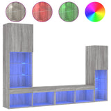 4 Piece Tv Wall Units With Led Engineered Wood
