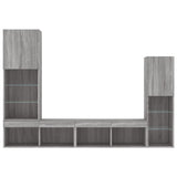 4 Piece Tv Wall Units With Led Engineered Wood