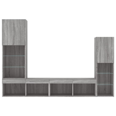 4 Piece Tv Wall Units With Led Engineered Wood