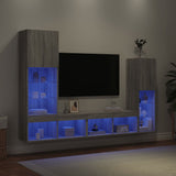 4 Piece Tv Wall Units With Led Engineered Wood