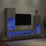 4 Piece Tv Wall Units With Led Engineered Wood
