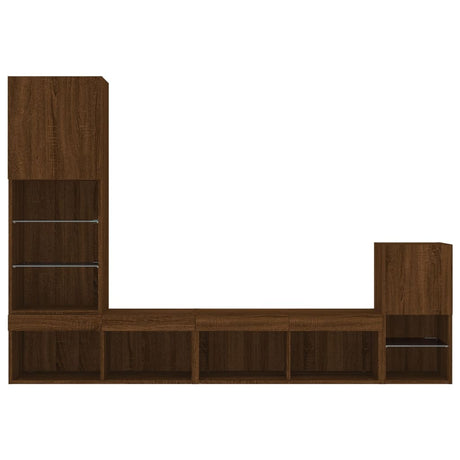 4 Piece Tv Wall Units With Led Engineered Wood
