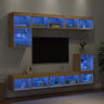 8 Piece Tv Wall Units With Led Engineered Wood