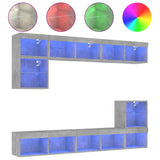 8 Piece Tv Wall Units With Led Engineered Wood
