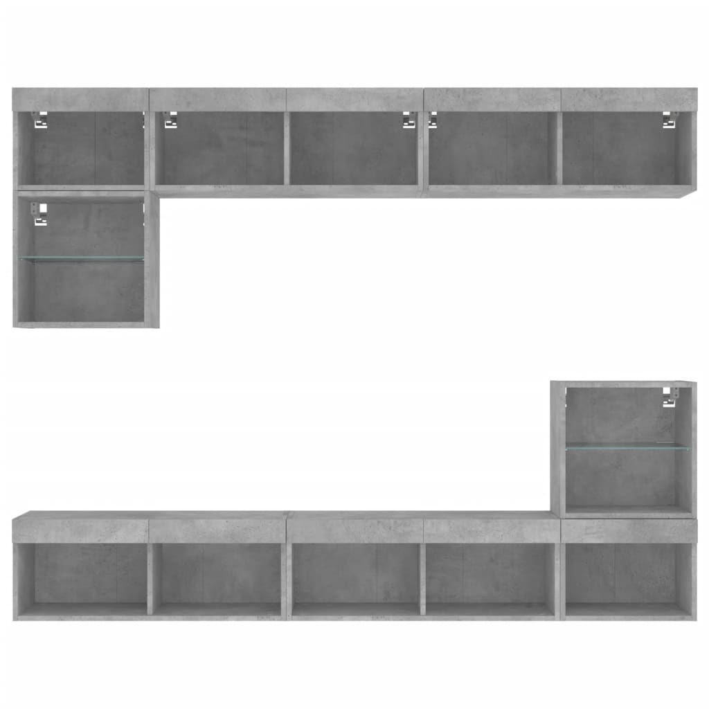 8 Piece Tv Wall Units With Led Engineered Wood