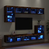 8 Piece Tv Wall Units With Led Engineered Wood