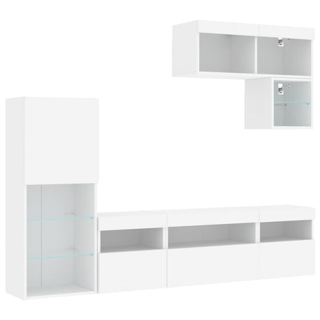 6 Piece Tv Wall Units With Led Engineered Wood